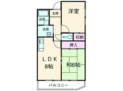 オデオン2(2LDK/3階)の間取り写真