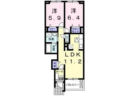 ルーエンハイムⅠ(2LDK/1階)の間取り写真