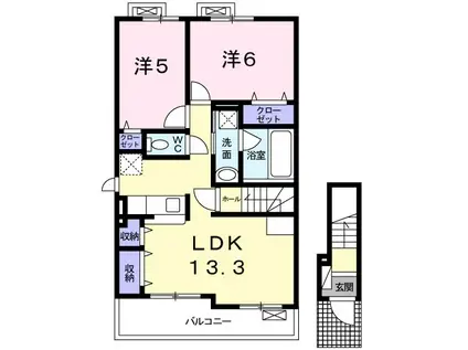 ベルオーブ(2LDK/2階)の間取り写真
