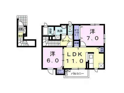 ルミエール・マゴジⅦ(2LDK/2階)の間取り写真
