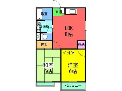 シャトレーU(2LDK/2階)の間取り写真