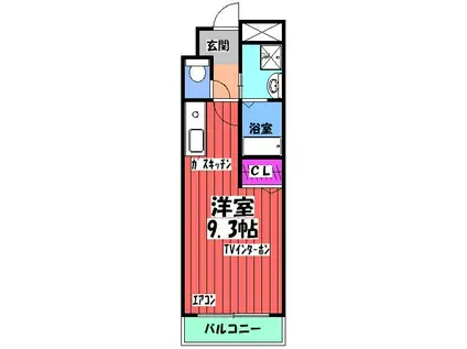 プライエム(1K/2階)の間取り写真