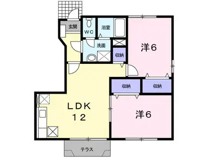 Gポルックス(2LDK/1階)の間取り写真