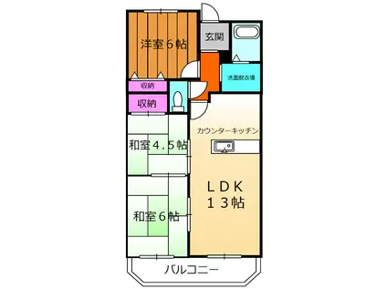 南海電鉄南海本線 蛸地蔵駅 徒歩7分 6階建 築33年(3LDK/3階)の間取り写真