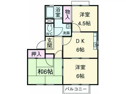 リヴェール・ド・ヴィラ(3DK/1階)の間取り写真