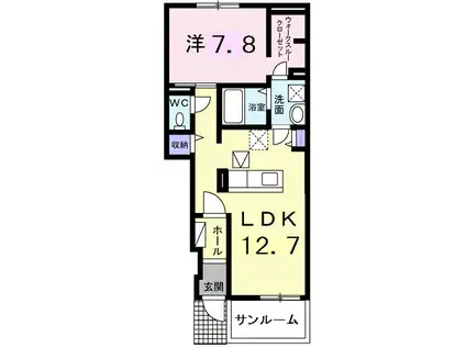 ルボヌール(1LDK/1階)の間取り写真