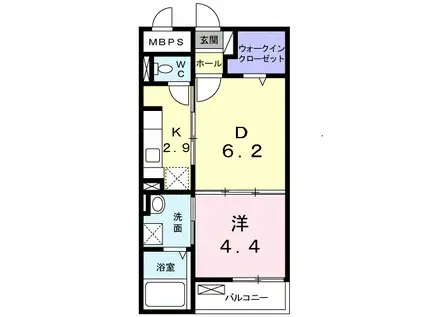ニューファーム(1LDK/1階)の間取り写真