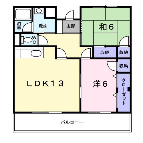 メゾンドゥスリジェ(2LDK/2階)の間取り写真