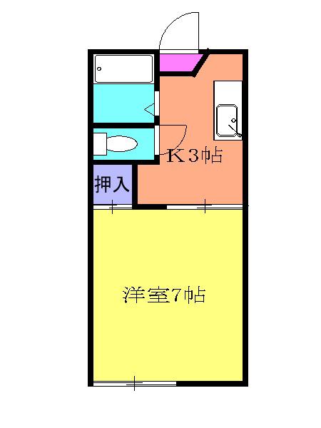 メゾン厚木(1K/2階)の間取り写真