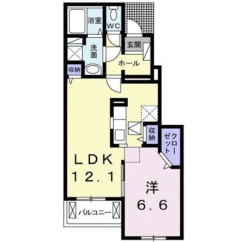 ブリザ Ⅱ(1LDK/1階)の間取り写真