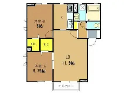 プランドール高師浜(2LDK/2階)の間取り写真