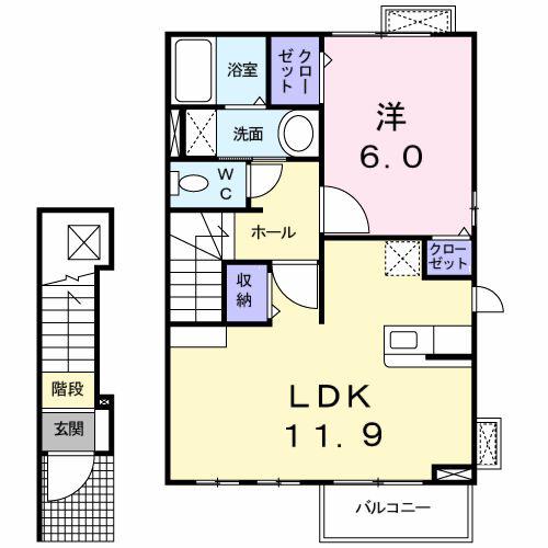 トムトック 3(1LDK/2階)の間取り写真
