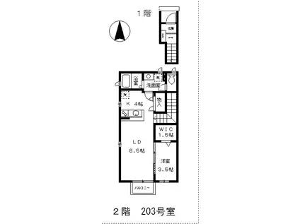 フォレストガーデン F棟(1LDK/2階)の間取り写真