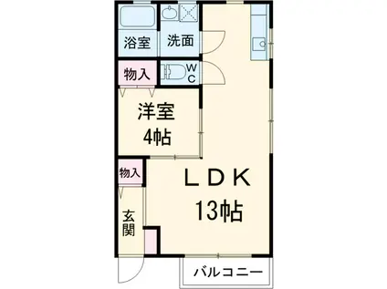 ジェルミースクエア2(1LDK/1階)の間取り写真