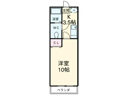 ネアロス(1K/2階)の間取り写真