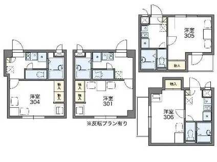 レオパレスアストラーレ茶屋町東(1K/4階)の間取り写真