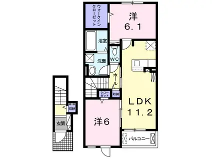 メゾンド ル マロン(2LDK/2階)の間取り写真