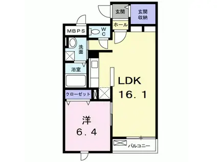 サラフィリーチェ(1LDK/1階)の間取り写真