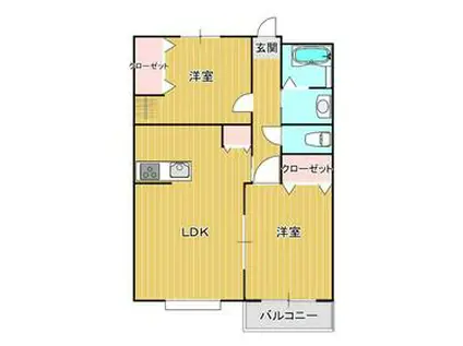 シャンボール・ド・クレ A棟(2LDK/1階)の間取り写真