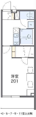 レオパレス宇都宮南(1K/2階)の間取り写真