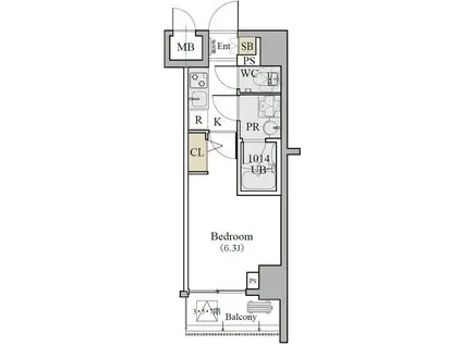 ディームス品川南(1K/8階)の間取り写真