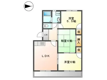 サングリーン西添(3LDK/2階)の間取り写真