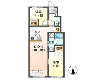 IXIA(2LDK/1階)の間取り写真