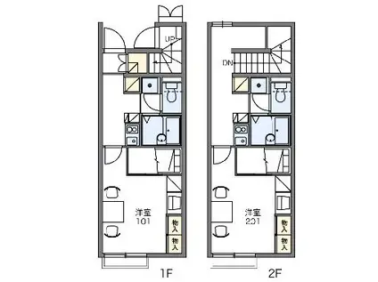 レオパレスグリーンハイツ朝日(1K/2階)の間取り写真