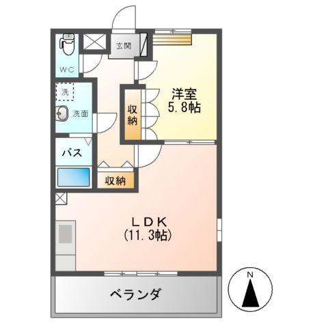 グランドコート(1LDK/1階)の間取り写真