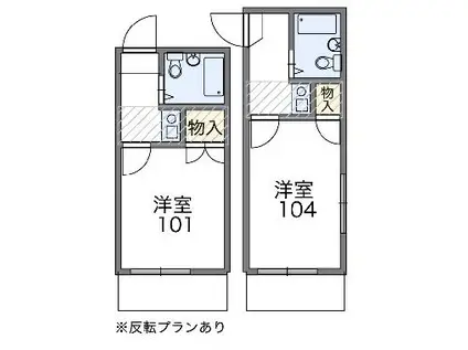 レオパレス西川田第2(1K/1階)の間取り写真