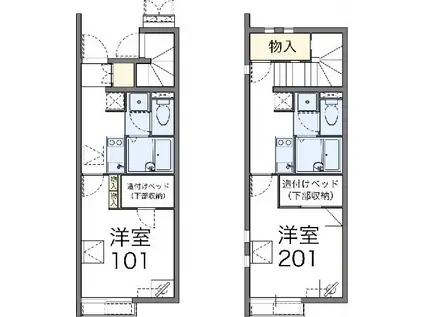 レオネクストレーベン(1K/1階)の間取り写真