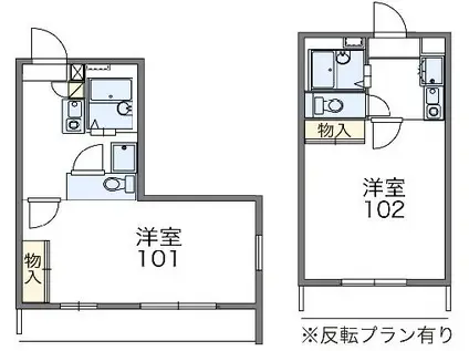 レオパレス国府台Ⅱ(1K/1階)の間取り写真