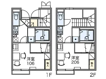 レオパレス陽菜ハイツ(1K/2階)の間取り写真