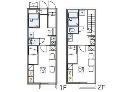 レオパレスブレストンコート(1K/1階)の間取り写真
