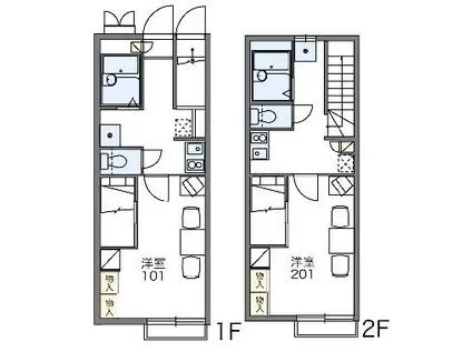 レオパレスサニーホームズ(1K/1階)の間取り写真