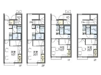 レオパレスフォーレストⅡ(1K/1階)の間取り写真
