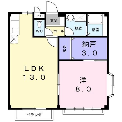 メゾンドエスポアールⅡ(1LDK/1階)の間取り写真