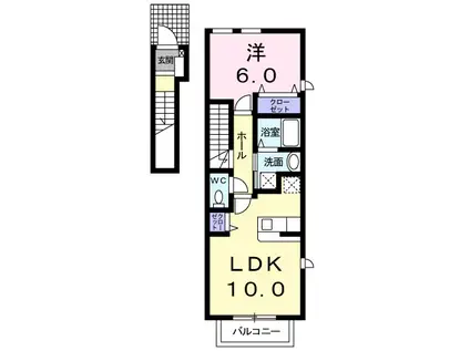 ラスターポイントⅤ(1LDK/2階)の間取り写真