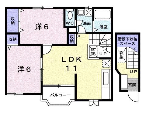 エレガント・ヴィラ(2LDK/2階)の間取り写真