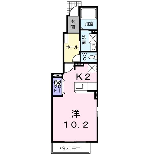 シャンプレロジュマン1(ワンルーム/1階)の間取り写真