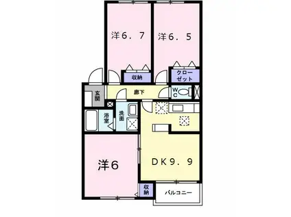 サニーハウス多田(3DK/2階)の間取り写真
