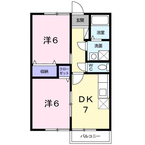 アヴェニール イグチ・Ⅰ(2DK/2階)の間取り写真