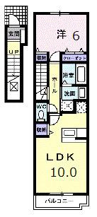 グランデールⅠ(1LDK/2階)の間取り写真