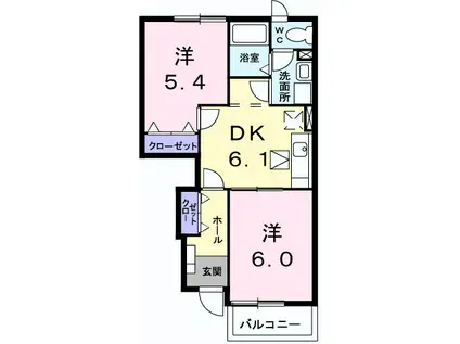 サンパティークA(2DK/1階)の間取り写真