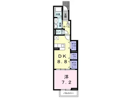 プラタ エムⅢ(1DK/1階)の間取り写真