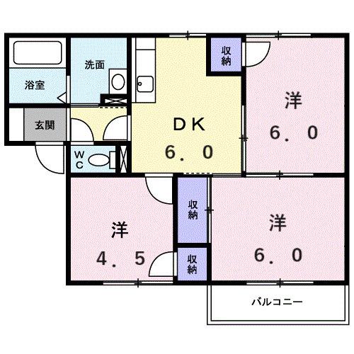 グリーンハイツB(3DK/1階)の間取り写真