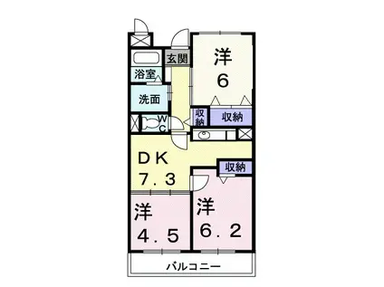 サンプラザ出口(3DK/2階)の間取り写真