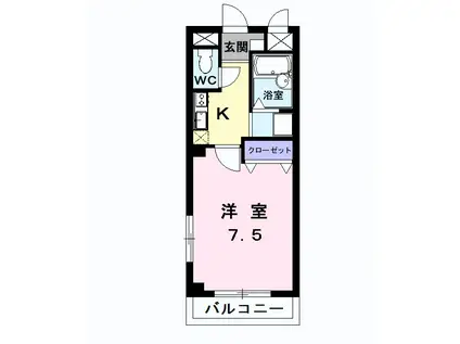 ラゼル山王2(1K/2階)の間取り写真