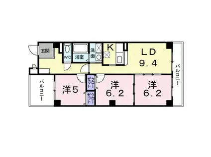 サンシャイン中川(3LDK/3階)の間取り写真