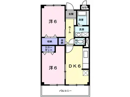 シャン・ド・フルール(2DK/2階)の間取り写真